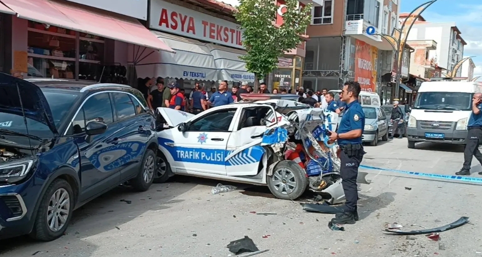 Çorum’da meydana gelen kazada 2 polis yaralandı