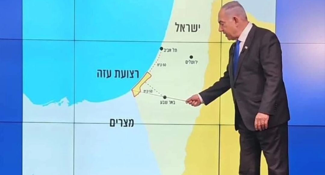 Katil Netanyahu Batı Şeria’nın ilhak edildiği haritayı paylaştı